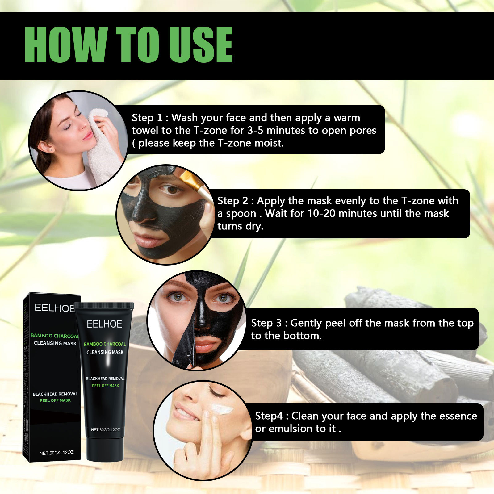 Bamboo Charcoal Tear-off Mask  - Mud Mask Kaolin reseña y precio