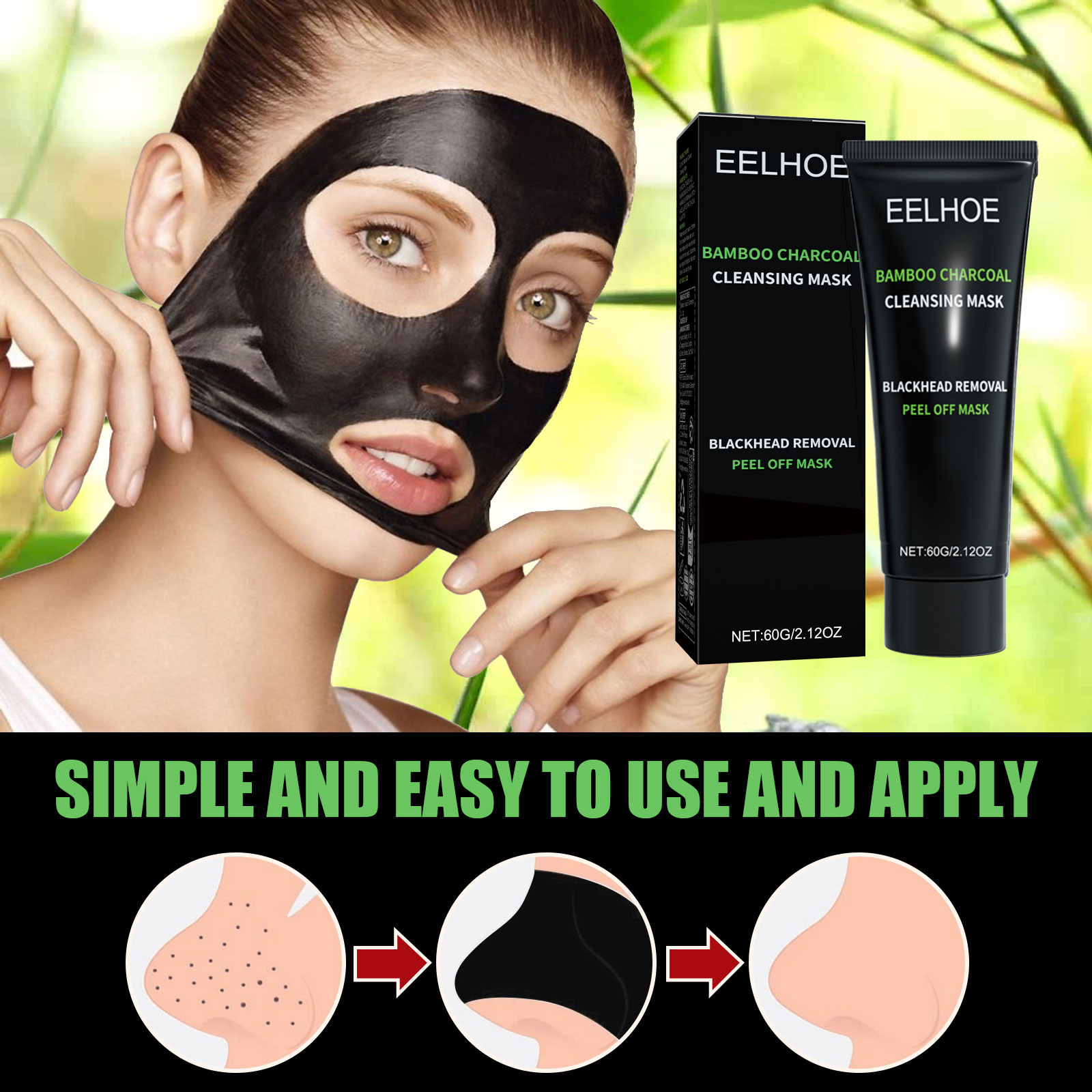 Bamboo Charcoal Tear-off Mask  - Mud Mask Kaolin reseña y precio