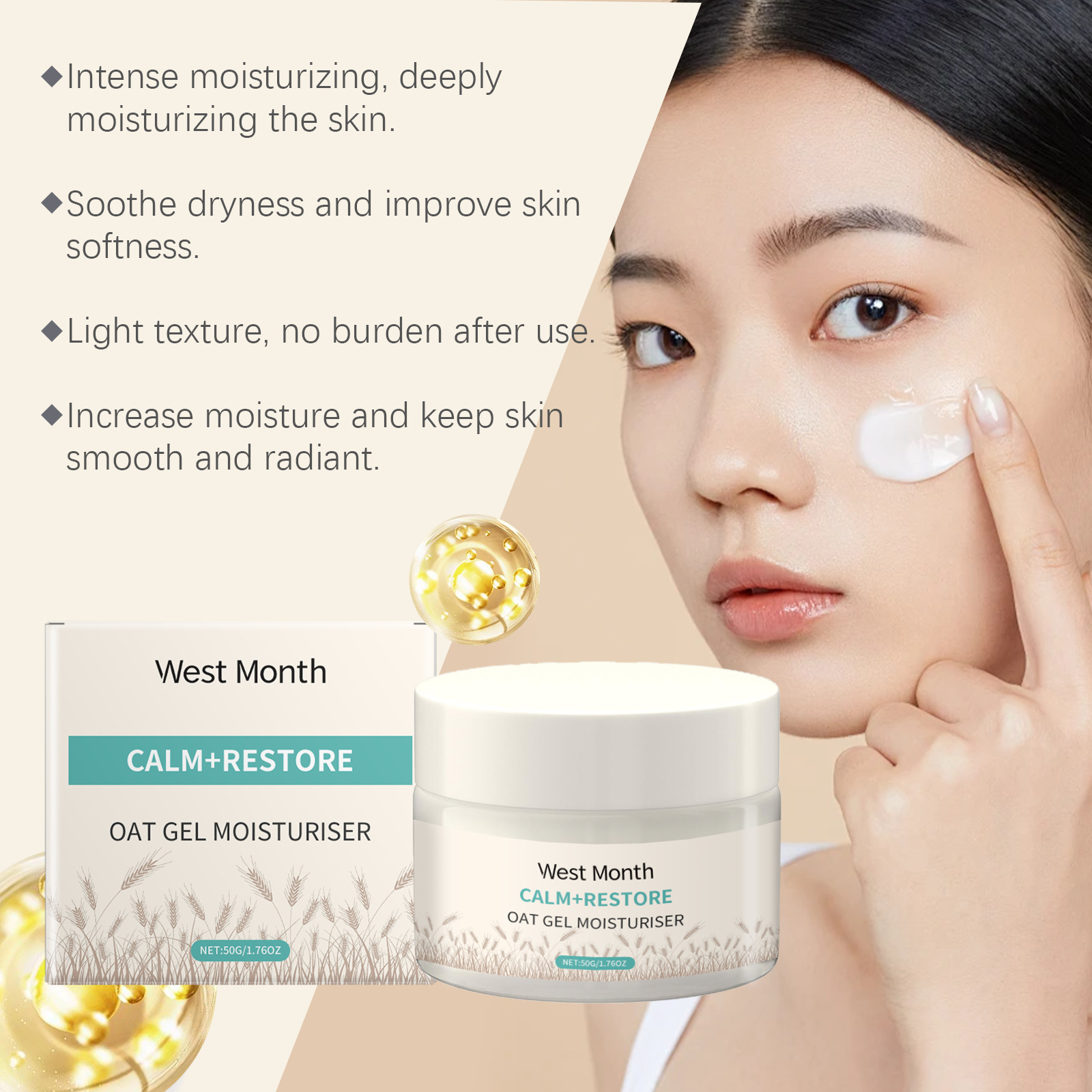 50g Oat Moisturizing Face Crea - Skincare Oat reseña y precio