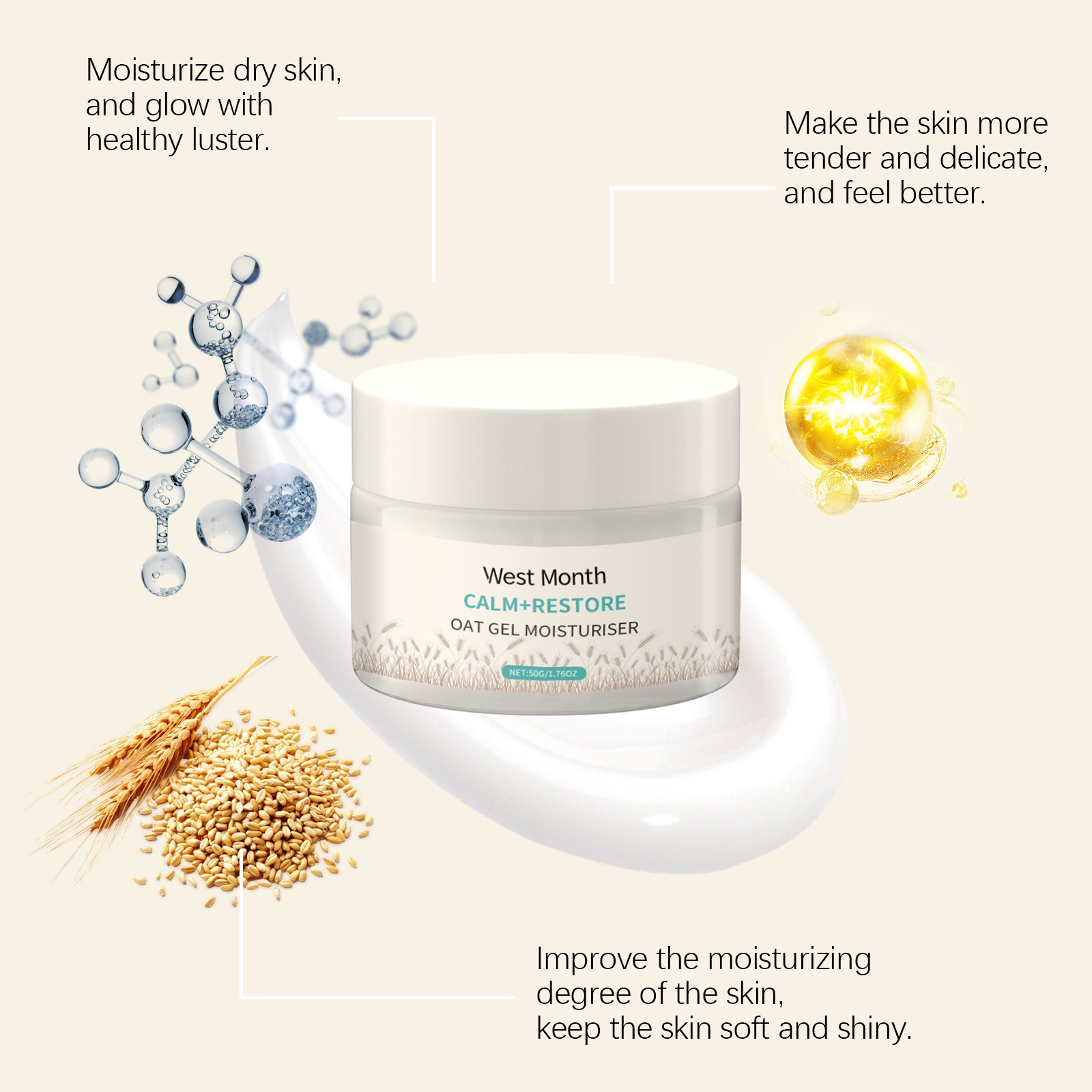 50g Oat Moisturizing Face Crea - Skincare Oat reseña y precio